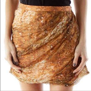 J Crew Silk Orange Draped Mini Skirt